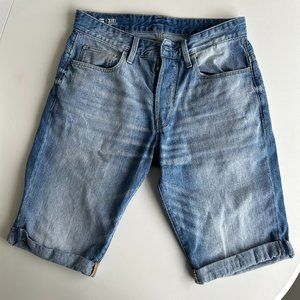 G-Star Light Blue 3301 Straight Jean Shorts Mens Size 30"
